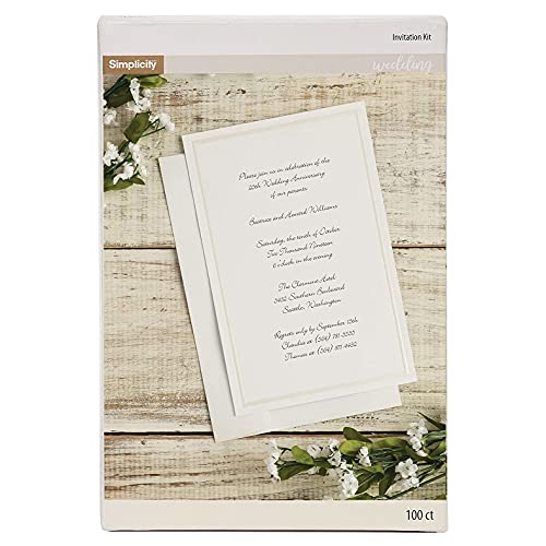 Simplicity Hochzeitseinladungs-Set mit Umschlägen, für 100 Einladungen, 14 x 21,6 cm, elfenbeinfarben/Weiß von Simplicity