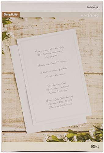 Simplicity Hochzeitseinladungs-Set mit Umschlägen, für 100 Einladungen, 14 x 21,6 cm, Weiß von Simplicity