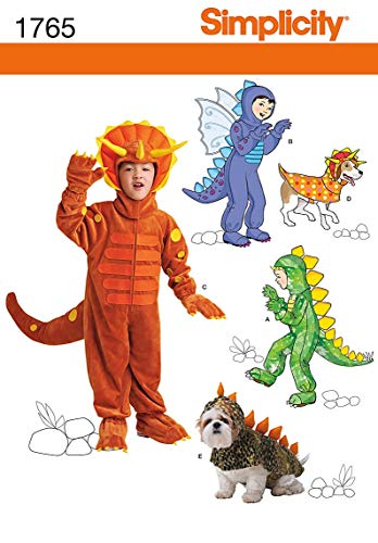 Simplicity 1765 Schnittmuster für Kinder und Hunde, Dinosaurier-Kostüm, Kindergrößen 3-8 und Hundegrößen S-L Simplicity 1765 Schnittmuster für Kinder und Hunde, Dinosaurier-Kostüm, Kindergrößen 3-8 und Hundegrößen S-L von Simplicity