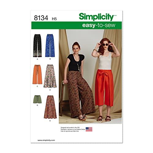 Simplicity Simplcity Muster 8134 Damen-Hosen und Shorts, leicht zu nähen, Papier, weiß, Carpet Uni Dark Beige Size:80x150 cm von Simplicity