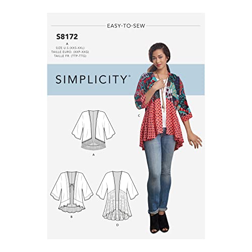 Simplicity Muster 8172 Schnittmuster Fashion Kimonos mit Länge, Stoff und saumvarianten, weiß Simplicity Muster 8172 Schnittmuster Fashion Kimonos mit Länge, Stoff und saumvarianten, weiß von Simplicity