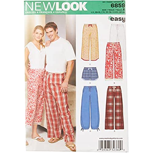 New Look Schnittmuster 6859: Damen/Herren, Größe A, Papier, weiß, A (XS-S-M-L-XL) von New Look
