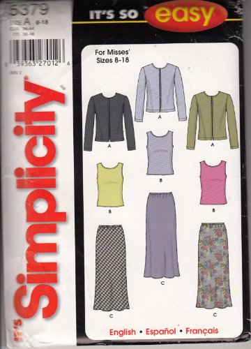 Simplicity Pattern #5379 SIZE: A 8-18 ***MISSES' KNIT CARDIGAN, TOP & BIAS SKIRT*** by Simplicity Pattern Company von Simplicity