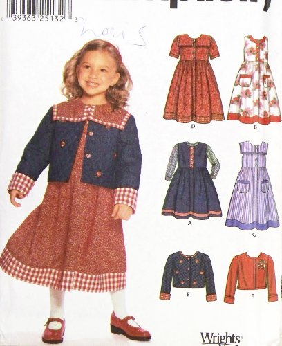Simplicity Pattern #9846 SIZE: A (3-8) ***CHILD'S DRESS OR JUMPER IN 2 LENGTHS & LINED OR UNLINED JACKET*** by Simplicity Pattern Company von Simplicity