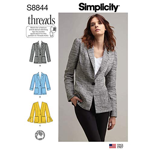 Simplicity Pattern S8844 Miss Petite ungefütterter Blazer, H5 (34-36-38-40) von Simplicity
