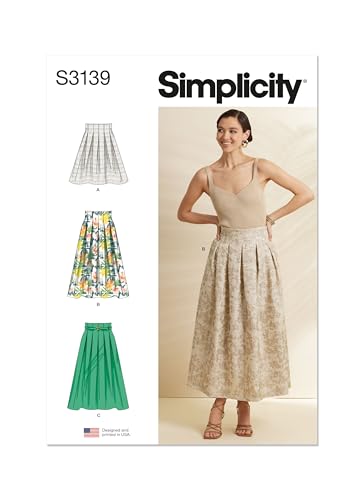 Simplicity SS3139H5 Schnittmuster für Damen-Faltenrock mit hoher Taille, Designcode S3139, Größen 34-38-40-42 Simplicity SS3139H5 Schnittmuster für Damen-Faltenrock mit hoher Taille, Designcode S3139, Größen 34-38-40-42 von Simplicity