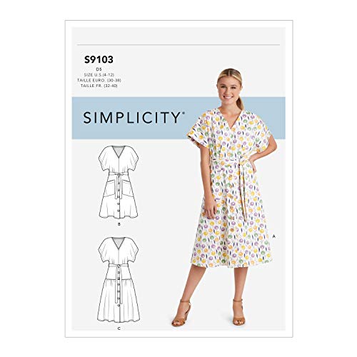 Simplicity SS9103D5 Schnittmuster S9103 Damenkleider in Zwei Längen mit abgestufter Variation, verschieden, D5 (4-6-8-10-12) von Simplicity