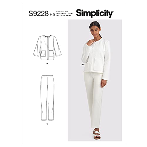 Simplicity SS9228H5 Schnittmuster-Set für Damen, für Jacke und Hose, Design Code S9228, mehrfarbig, Sizes 6-14 Simplicity SS9228H5 Schnittmuster-Set für Damen, für Jacke und Hose, Design Code S9228, mehrfarbig, Sizes 6-14 von Simplicity