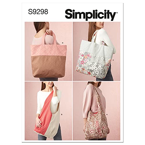 Simplicity SS9298OS Market and Grocery Tote Bag Sewing Pattern Packet, Code 9298 Only Schnittmuster, Papier, Weiß, One Size von Simplicity