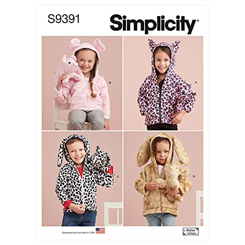 Simplicity SS9391A Kleinkind Jacke/Mantel Adorable Zip Front Kapuzenjacken haben Lange Raglanärmel, Kängurutasche vorne, gefütterte Kapuze mit Tierohren Simplicity SS9391A Kleinkind Jacke/Mantel Adorable Zip Front Kapuzenjacken haben Lange Raglanärmel, Kängurutasche vorne, gefütterte Kapuze mit Tierohren von Simplicity