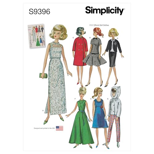 Simplicity SS9396OS Undefinierte Puppenkleidung Vintage-Stil, für 28,8 cm große Puppen, Einheitsgröße von Simplicity