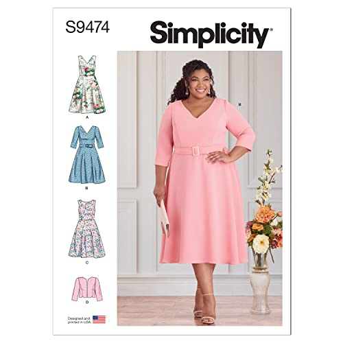 Simplicity SS9474FF Damenjacke und Kleid Schnittmuster-Set, Code S9474, mehrfarbig, Sizes 18W-20W-22W-24W Simplicity SS9474FF Damenjacke und Kleid Schnittmuster-Set, Code S9474, mehrfarbig, Sizes 18W-20W-22W-24W von Simplicity