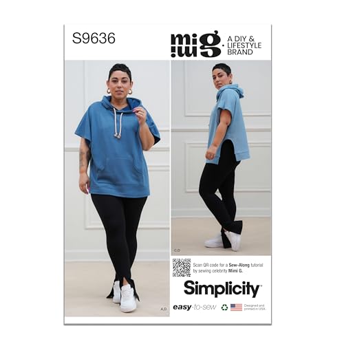 Simplicity Schnittmuster-Set für Damen Hoodies und Leggings, Code S9636, Größen 40-42-44-46-48, mehrfarbig von Simplicity