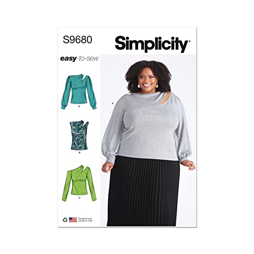 Simplicity SS9680W3 Damen Strickoberteil mit Ärmeln Variationen W3 (30W-32W-34W-36W-38W) von Simplicity