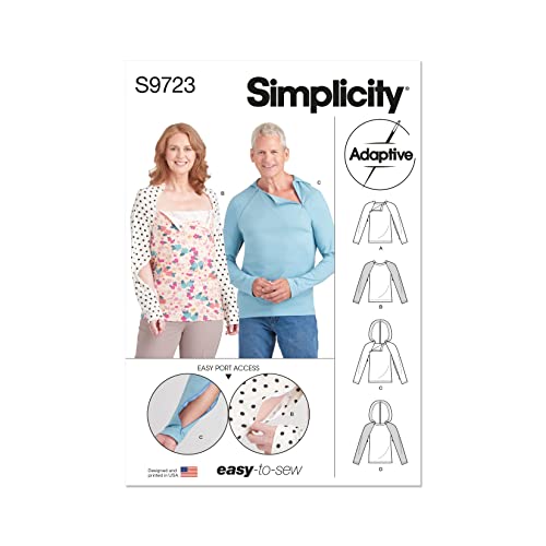 Simplicity SS9723A Unisex Chemo-Top und Kapuzenpullover mit zwei Anschlüssen Schnittmuster-Set, Code S9723, Mehrfarbig, Sizes XS-S-M-L-XL Simplicity SS9723A Unisex Chemo-Top und Kapuzenpullover mit zwei Anschlüssen Schnittmuster-Set, Code S9723, Mehrfarbig, Sizes XS-S-M-L-XL von Simplicity