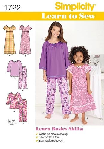 Simplicity Schnittmuster 1722 Pyjama und Nachthemd f r Kinder von Simplicity