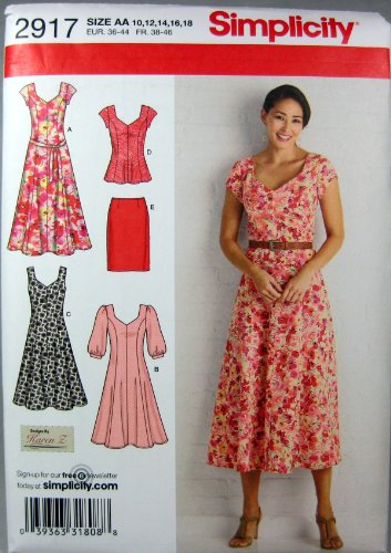 Simplicity Simplcity 2917Damen & Plus Size Kleider, Papier, weiß, AA (10 12 14 16 18) Simplicity Simplcity 2917Damen & Plus Size Kleider, Papier, weiß, AA (10 12 14 16 18) von Simplicity