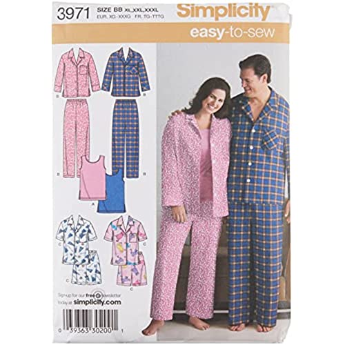 Simplicity Einfach zu nähen, passende Schlafanzüge für Damen und Herren, Größen XL-XXL von Simplicity