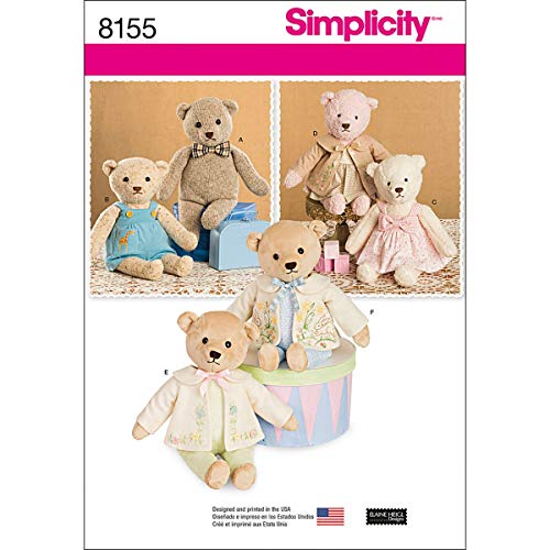 Simplicity Einfachheit Muster 8155 Stoffbären mit Kleidung, Papier, weiß, 22 x 15 x 1 cm von Simplicity