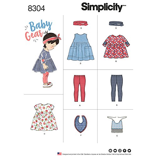 Simplicity Schnittmuster 8304 | Babys Outfits Größen S (Quadratmuster) M (45,7) L (50) von Simplicity