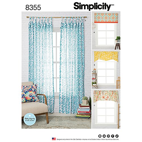 Simplicity Schnittmuster 8355 OS (One Size) Fenster treatments-fits Windows 39 1/5,1 cm breit x 160 cm weiß von Simplicity