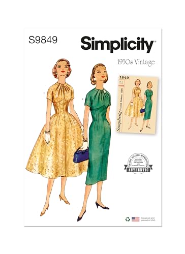 Simplicity Schnittmuster-Paket für Damenkleid, 1950er-Jahre, Vintage-Stil, Empire-Linie, Größen 34-36-38-40, mehrfarbig Simplicity Schnittmuster-Paket für Damenkleid, 1950er-Jahre, Vintage-Stil, Empire-Linie, Größen 34-36-38-40, mehrfarbig von Simplicity