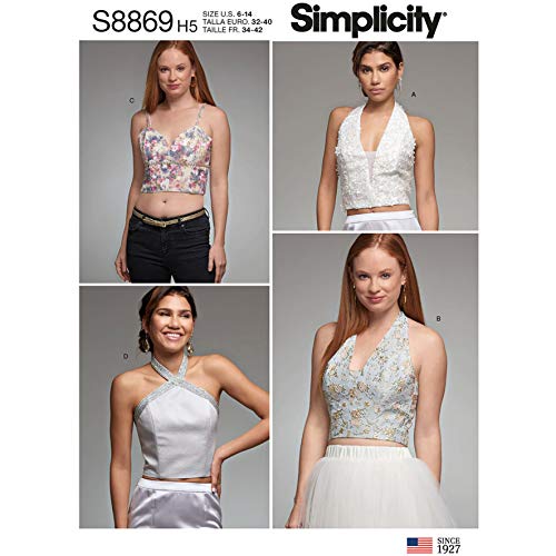Simplicity Schnittmuster S8869 für Damen, gefütterte Tops, Papier, Weiß, verschiedene Farben von Simplicity