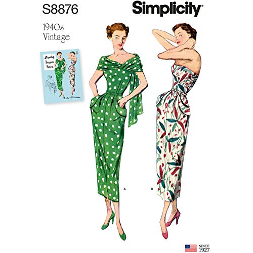 Simplicity Schnittmuster S8876 Damenkleider und Stola aus Papier, Weiß, verschiedene Farben von Simplicity
