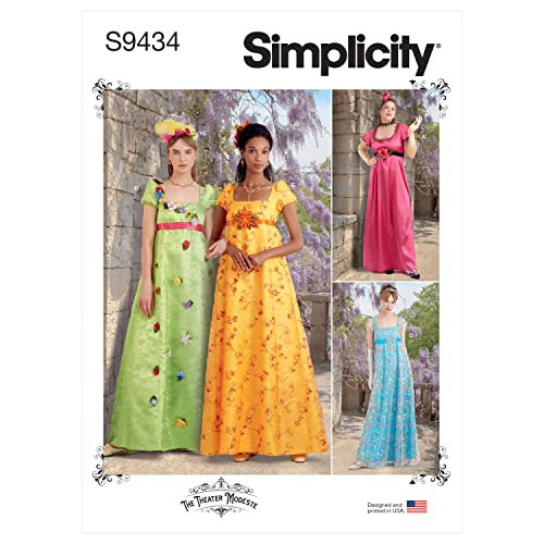 Simplicity Schnittmuster S9434 Damenkleider im Regency-Ära-Stil, weiß, SS9434AA von Simplicity