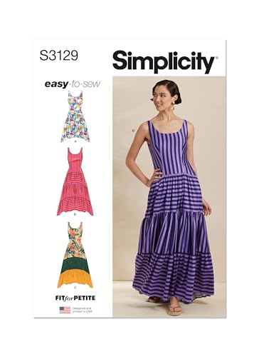 Simplicity Schnittmuster SS3129R5 Damenkleider mit kleinen Linien R5 (42-44-46-48-20-22) von Simplicity