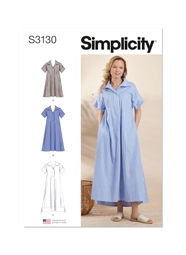 Simplicity Schnittmuster SS3130U5 Damenkleid mit Kragen in drei Längen, U5 (44-46-48-50-52) von Simplicity