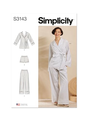 Simplicity Schnittmuster SS3143A Damen-Pyjama A (XS-S-M-L-XL-XXL) von Simplicity