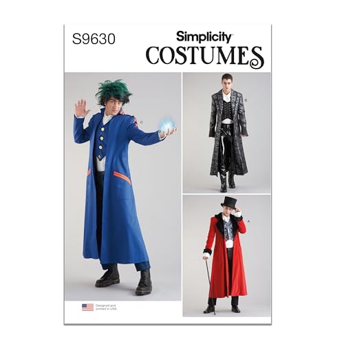 Simplicity Schnittmuster-Set für Herren-Kostüme, Mäntel, Code S9630, Größen 44-46-48-50-52, mehrfarbig von Simplicity