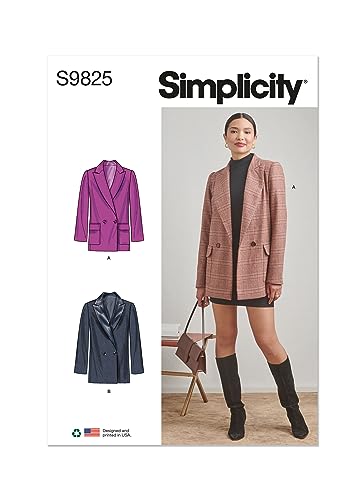 Simplicity SS9825K5 Gefütterte Jacken für Damen Schnittmuster-Set, Designcode S9825, Papier, Mehrfarbig, Sizes 8-10-12-14-16 von Simplicity