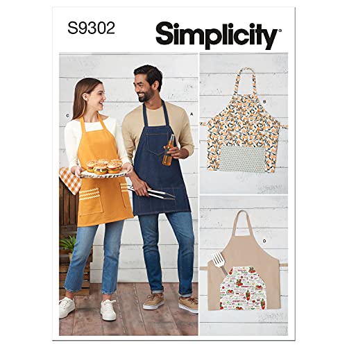Simplicity Schnittmuster für Herren und Damen, Grillschürze, Code 9302, Einheitsgröße, Weiß von Simplicity