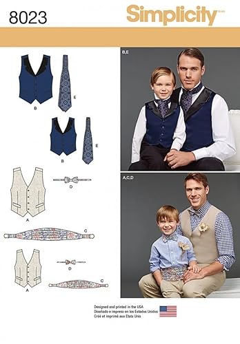Simplicity Schnittmuster für Herren und Jungen, 8023, Weste, Kummerbund und und Fliege von Simplicity