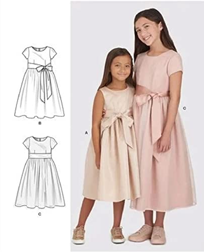 Simplicity Sewing Pattern S9246 Children's & Girls' Dresses SS9246K5 Kinderkleid für Mädchen, Gr. 36-38-40-42, weiß, K5 (7-8-10-12-14) von Simplicity