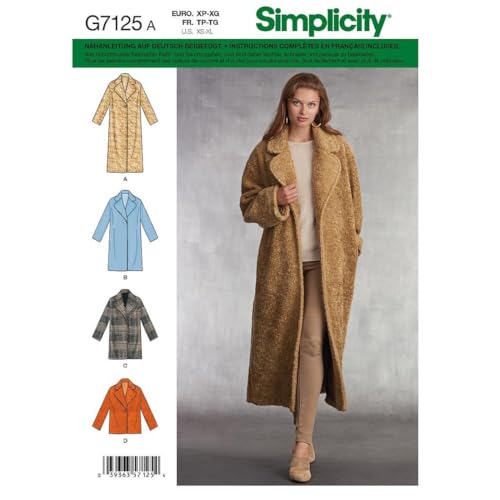 Simplicity US8797APattern 8797 Damen Mantel gefüttert, Gr. A (XS-S-M-L-XL) von Simplicity