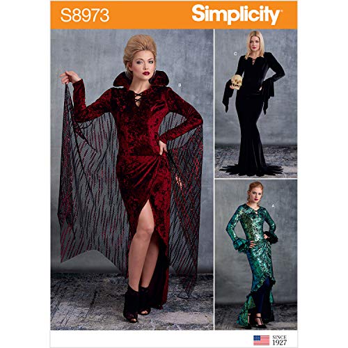 Simplicity US8973H5 Schnittmuster S8973 Halloween-Kostüm für Damen, Papier, weiß, Verschiedene Größen, 3 stück Simplicity US8973H5 Schnittmuster S8973 Halloween-Kostüm für Damen, Papier, weiß, Verschiedene Größen, 3 stück von Simplicity