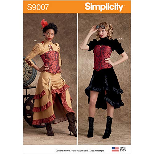 Simplicity US9007H5 Schnittmuster S9007 Steampunk-Kostüme für Damen, Papier, weiß, Verschiedene Größen, 3 Pack von Simplicity