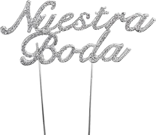Nuestra Boda Tortenaufsatz mit glitzernden Strasssteinen, silberfarben von Simply Elegant Crafts and Party