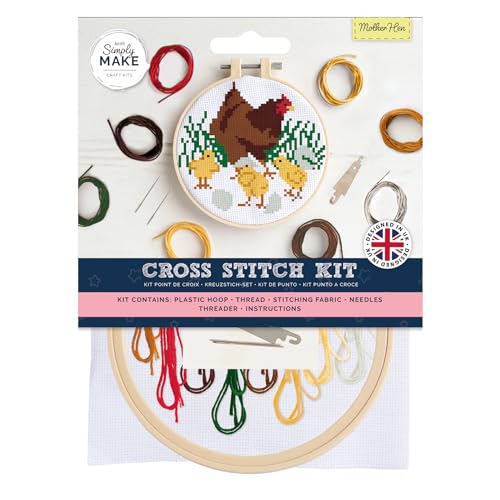 Simply MAKE Kreuzstich-Set, Mutter Henne, mehrfarbig, Einzel-Bastelset, Kreuzstich-Kits für Erwachsene, Nähset und Stickset für Heimhandwerk, Stickgarne enthalten Simply MAKE Kreuzstich-Set, Mutter Henne, mehrfarbig, Einzel-Bastelset, Kreuzstich-Kits für Erwachsene, Nähset und Stickset für Heimhandwerk, Stickgarne enthalten von Simply MAKE