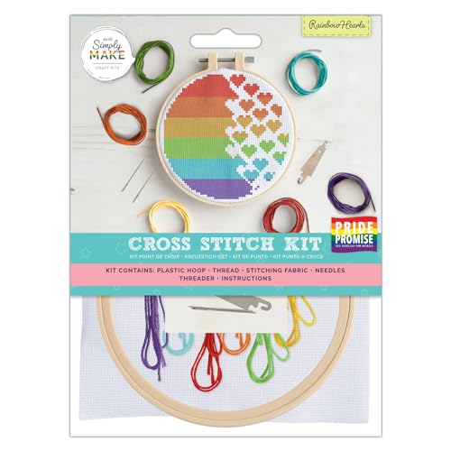 Simply MAKE Kreuzstich-Set, Regenbogen-Herz-Design, Kinder & Erwachsene, Reifen, Stickgarn, Erwachsenen-Bastelset, Anfänger-Bastelset Simply MAKE Kreuzstich-Set, Regenbogen-Herz-Design, Kinder & Erwachsene, Reifen, Stickgarn, Erwachsenen-Bastelset, Anfänger-Bastelset von Simply MAKE