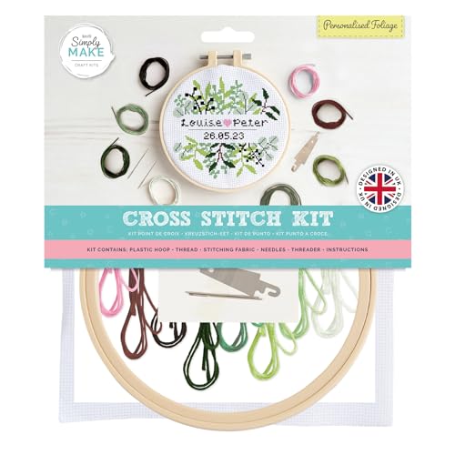 Simply MAKE Kreuzstich-Set, personalisiertes Laub, mehrfarbig, einzelnes Bastelset, Kreuzstich-Kits für Erwachsene, Nähset und Stickset für Heimhandwerk, Stickgarne enthalten Simply MAKE Kreuzstich-Set, personalisiertes Laub, mehrfarbig, einzelnes Bastelset, Kreuzstich-Kits für Erwachsene, Nähset und Stickset für Heimhandwerk, Stickgarne enthalten von Simply MAKE