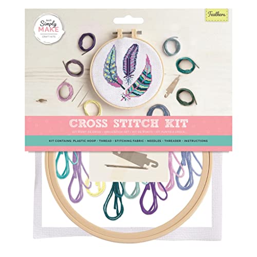 Simply MAKE Kreuzstich-Set – Feder-Design für Kinder und Erwachsene, inklusive Reifen, Stickgarn, Stoff und Nadel – perfekt für Erwachsene Handwerk und Anfänger – Starter-Kreuzstich-Bastelset Simply MAKE Kreuzstich-Set – Feder-Design für Kinder und Erwachsene, inklusive Reifen, Stickgarn, Stoff und Nadel – perfekt für Erwachsene Handwerk und Anfänger – Starter-Kreuzstich-Bastelset von Simply MAKE