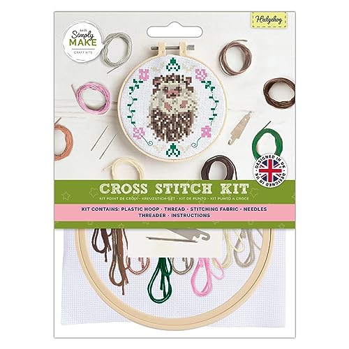 Simply Make Kreuzstich-Set – Igel-Design für Kinder und Erwachsene, einschließlich Reifen, Stickgarn, Stoff und Nadel, perfekt für Erwachsenen-Bastelarbeiten und Anfänger, Starter-Kreuzstich-Bastelset Simply Make Kreuzstich-Set – Igel-Design für Kinder und Erwachsene, einschließlich Reifen, Stickgarn, Stoff und Nadel, perfekt für Erwachsenen-Bastelarbeiten und Anfänger, Starter-Kreuzstich-Bastelset von Simply MAKE
