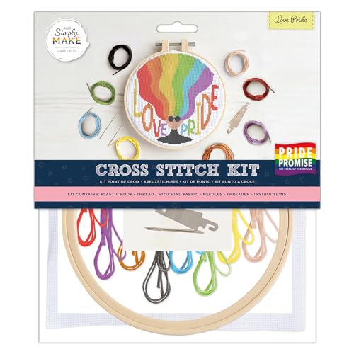 Simply MAKE Kreuzstich-Set Love Pride Design, Kinder & Erwachsene, Reifen, Stickgarn, Erwachsenenhandwerk, Anfänger, Bastelset Simply MAKE Kreuzstich-Set Love Pride Design, Kinder & Erwachsene, Reifen, Stickgarn, Erwachsenenhandwerk, Anfänger, Bastelset von Simply MAKE