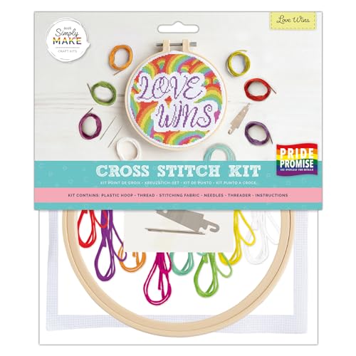 Simply MAKE Kreuzstich-Set Love Wins Design, Kinder & Erwachsene, Reifen, Stickgarn, Erwachsenenbasteln, Anfänger, Bastelset Simply MAKE Kreuzstich-Set Love Wins Design, Kinder & Erwachsene, Reifen, Stickgarn, Erwachsenenbasteln, Anfänger, Bastelset von Simply MAKE