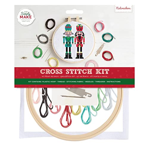 Simply MAKE Kreuzstich-Set – Nussknacker-Design für Kinder und Erwachsene, inklusive Reifen, Stickgarn, Stoff und Nadel – perfekt für Erwachsene Handwerk und Anfänger – Starter-Kreuzstich-Bastelset Simply MAKE Kreuzstich-Set – Nussknacker-Design für Kinder und Erwachsene, inklusive Reifen, Stickgarn, Stoff und Nadel – perfekt für Erwachsene Handwerk und Anfänger – Starter-Kreuzstich-Bastelset von Simply MAKE
