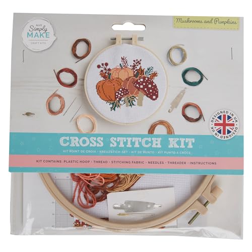 Simply MAKE Kreuzstich-Set – Pilze & Kürbisse für Kinder und Erwachsene, einschließlich Reifen, Stickgarn, Stoff und Nadel, perfekt für Erwachsene Handwerk und Anfänger, Starter-Kreuzstich-Bastelset Simply MAKE Kreuzstich-Set – Pilze & Kürbisse für Kinder und Erwachsene, einschließlich Reifen, Stickgarn, Stoff und Nadel, perfekt für Erwachsene Handwerk und Anfänger, Starter-Kreuzstich-Bastelset von Simply MAKE